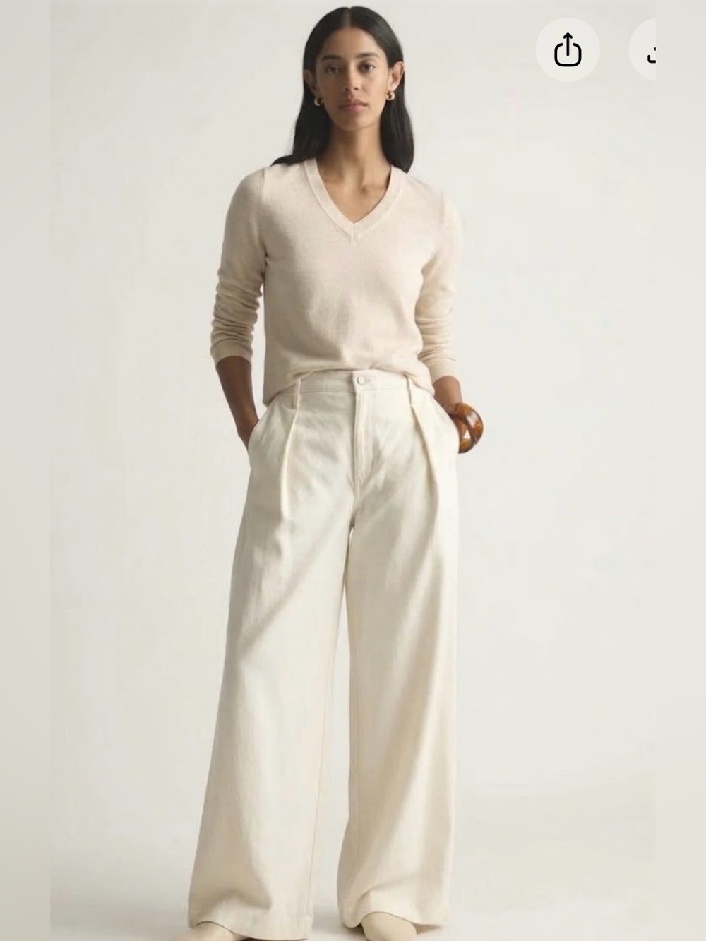Quince Lightweight Cotton Cashmere Sweater In Oatmeal Sz L